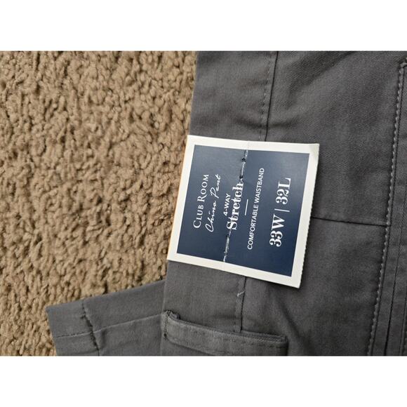 Club Room Chino Pant 4-Way Stretch Comfort Waist 33 Waist 32 Length NWT Gray men - Picture 5 of 6